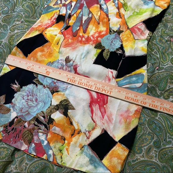 Vintage Crystal Floral Abstract 90s Sleeveless Dress M - Picture 9 of 10